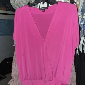 INC International Concepts Fuchsia V-Neck Blouse
